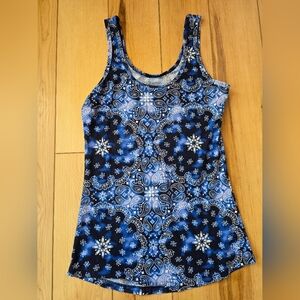 Blue and Black Patterned Tank Top